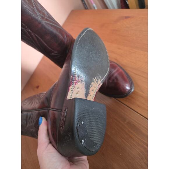 Laredo Mens 12in Black Cherry Western Style Traditional Cowboy Boots Size 7 - Picture 6 of 8